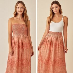 Unbranded‎ Women S/M Smocked Skirt Floral Crinkled Beaded Sparkle